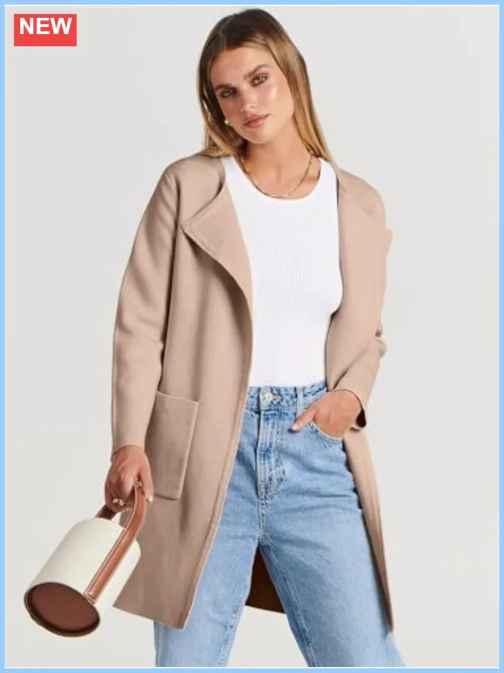Open Front Knit Cardigan with Pockets, Long Sleeve, Lightweight, Loose Fit,